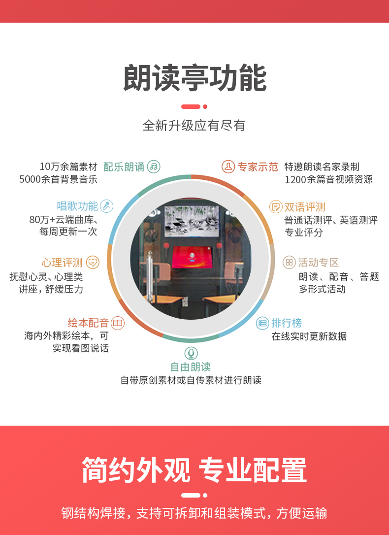 多功能配音紅色朗讀亭